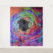 ブラックのカラー夢の雲の渦巻き タペストリー (正面)