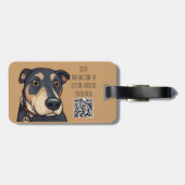 ブラックのキャラクター風の犬のオリジナル荷物タグ ラゲッジタグ (裏面横)