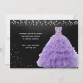 ブラックのキンセアニエラプリンセス ライトパープルのドレスがライトに輝く 招待状 (裏面)