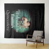 ブラックのキンセアニエラ フォト バースデー パーティー ウェルカム タペストリー (インサイチュ(横))