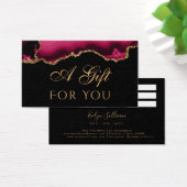 ブラックのギフトカードにマゼンタと金ゴールドの重ね合わせ (デスク)