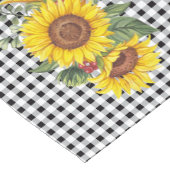 ブラックのギンガムとひまわり ウェディングまたはベイビーシャワー ショートテーブルランナー (コーナー)