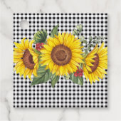 ブラックのギンガムとひまわり パーティーフェイバータグ フェイバータグ (正面)