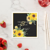ブラックのクラシックrに結婚水色のひまわり スタンダードカクテルナプキン (インサイチュ)