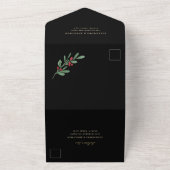 ブラックのクリスマスギルド結婚グリーン オールインワン招待状 (外側)