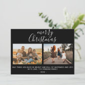 ブラックのクリスマススクリプトファミリーフォトコラージュ シーズンカード (スタンド正面)