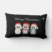 ブラックのクリスマスフクロウ3 ランバークッション (裏面)