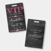 ブラックのグラマラス ピンク VIP バッジ (正面&裏面)