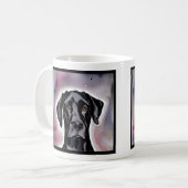 ブラックのグレートデーンの水彩画アート コーヒーマグカップ (正面左)