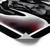 ブラックのグレートデーン 水彩抽象アート ポスター (角)