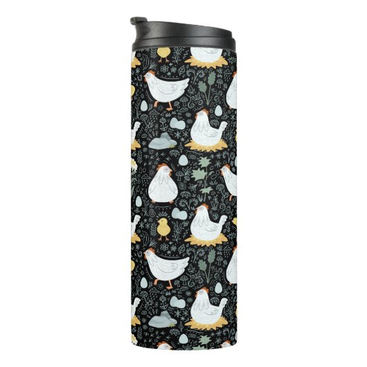 ブラックのコックで夢を見るニワトリ タンブラー (回転右)