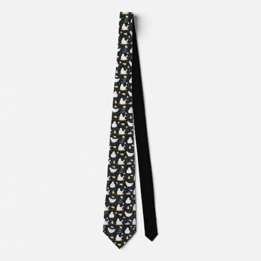 ブラックのコックで夢を見るニワトリ ネクタイ (正面)