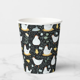 ブラックのコックで夢を見るニワトリ 紙コップ