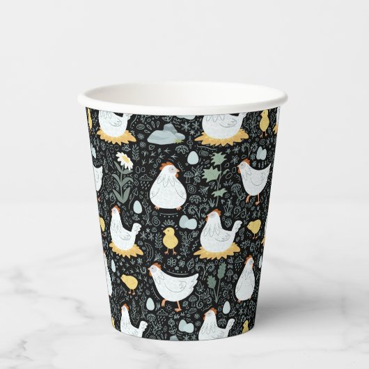 ブラックのコックで夢を見るニワトリ 紙コップ (正面)