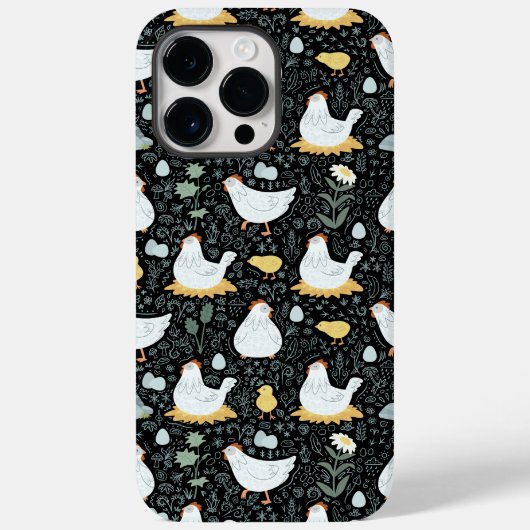 ブラックのコックで夢を見るニワトリ Case-Mate iPhoneケース (裏面)