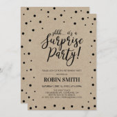 ブラックのコンフェッティ & クラフトサプライズ引退パーティー 招待状 (正面/裏面)