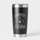 ブラックのコーヒーと私のカバプー愛好家 保温保冷タンブラー (正面)