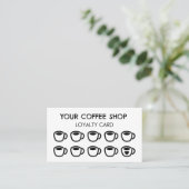 ブラックのコーヒー カップ モダン コーヒー ショップ カスタマー ロイヤリティカード (スタンド正面)