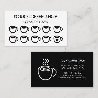 ブラックのコーヒー カップ モダン コーヒー ショップ カスタマー ロイヤリティカード