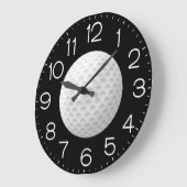 ブラックのゴルフボール ラージ壁時計 (傾斜)