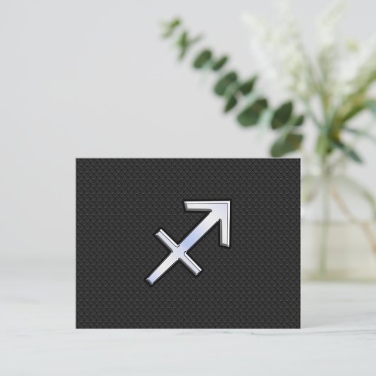 ブラックのサジタリウス座のクローム調シンボル ポストカード (スタンド正面)