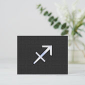 ブラックのサジタリウス星座のクローム調デザイン ポストカード (スタンド正面)