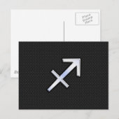 ブラックのサジタリウス星座のクローム調デザイン ポストカード (正面/裏面)