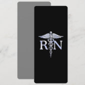 ブラックのシルバー カデュケウス 登録看護師 RN 招待状 (正面/裏面)