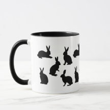 ブラックのシンプルなうさぎのデザインにカスタムモノグラム
