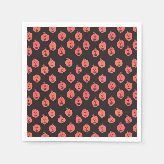 ブラックのジャック・オ・ランタン スタンダードカクテルナプキン (正面)