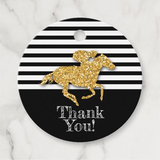 ブラックのストライプに金のレース馬 フェイバータグ (正面)