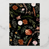 ブラックのセージグリーン 花 モダン エレガント スクリプト 箔シーズンカード (裏面)