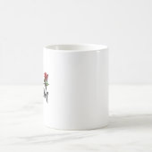ブラックのタイポグラフィとバラの信仰 コーヒーマグカップ (中央)