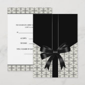 ブラックのダマスクレースのボウ ブラック ホワイト RSVP (正面/裏面)