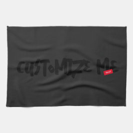 ブラックのトーンオントーン マーカーハンドライティング キッチンタオル