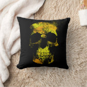 ブラックのドクロ クッション (ブランケット)