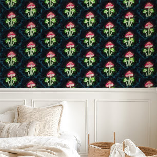 ブラックのネオンマッシュルーム 壁紙
