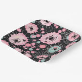 ブラックのピンクとブルーの淡い色のクモとくもの巣 ペーパープレート (傾斜あり)