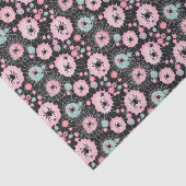 ブラックのピンクとブルーの淡い色のクモとくもの巣 薄葉紙 (詳細)