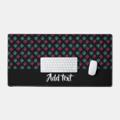 ブラックのピンクとブルーの装飾プリント デスクマット (キーボード&マウス)