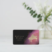 ブラックのピンクの水色 名刺 (スタンド正面)