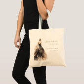 ブラックのフラッシュウォーターカラーウェディングドレス ブライダルシャワー トートバッグ (正面(商品))