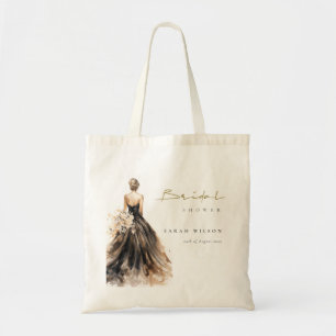 ブラックのフラッシュウォーターカラーウェディングドレス ブライダルシャワー トートバッグ