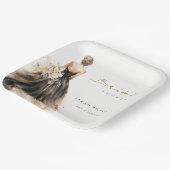 ブラックのフラッシュウォーターカラーウェディングドレス ブライダルシャワー ペーパープレート (傾斜あり)