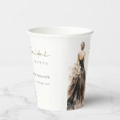 ブラックのフラッシュウォーターカラーウェディングドレス ブライダルシャワー 紙コップ (右)