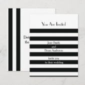 ブラックのフレンチストライプ 招待状 (正面/裏面)