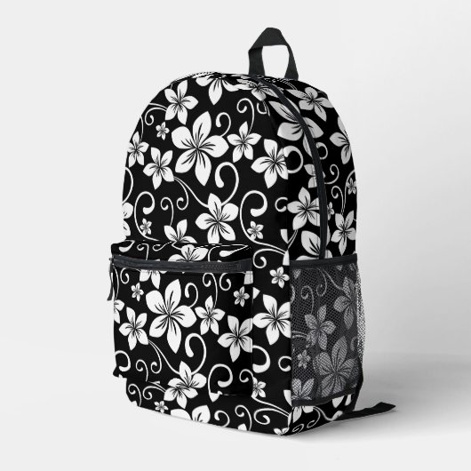 ブラックのブルーハワイ模様 プリントバックパック (裏面右端)