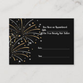 ブラックのヘアサロン用アポイントメントカード 名刺 (正面)