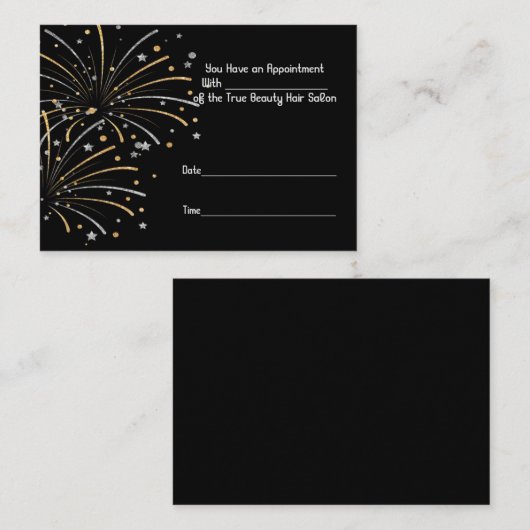 ブラックのヘアサロン用アポイントメントカード 名刺 (正面/裏面)