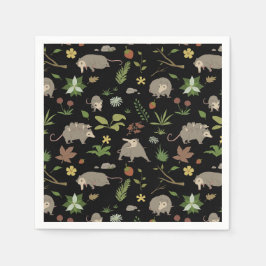 ブラックのベリーフィールドのポッサム スタンダードカクテルナプキン